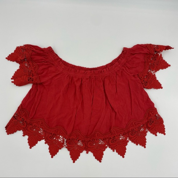Forever 21 Crop Top in Red with Crochet Detail - Picture 2 of 3